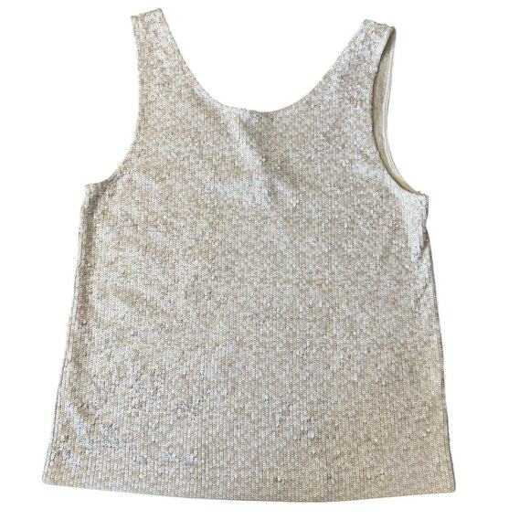 J. Crew Champagne/Cream Sequined Tank Top Women's Medium - Picture 1 of 7